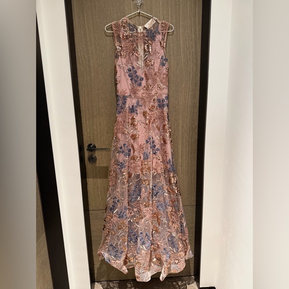 Bronx and Banco Dresses & Skirts - Bronx and Banco Blush Pink Maxi Gown with Blue Floral Embroidery